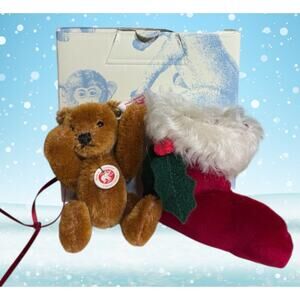 Steiff Teddy Bear Stocking Ornament 2003 Limited Edition Mohair Germany  COA Box